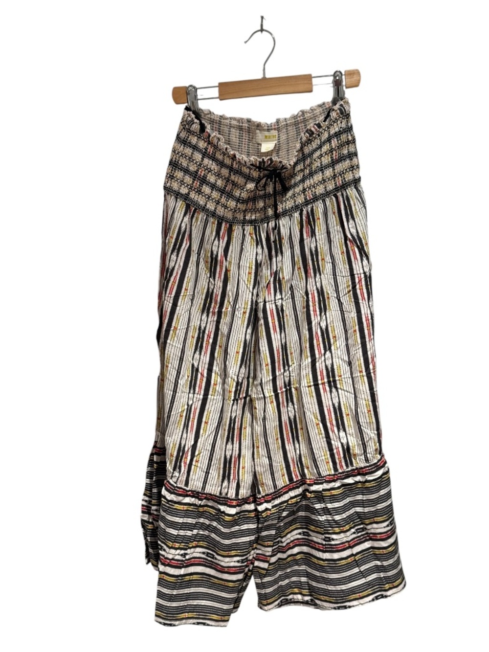 MAEVE ANTHROPOLOGIE blue/cream lightweight cropped wide leg pants - size XSP